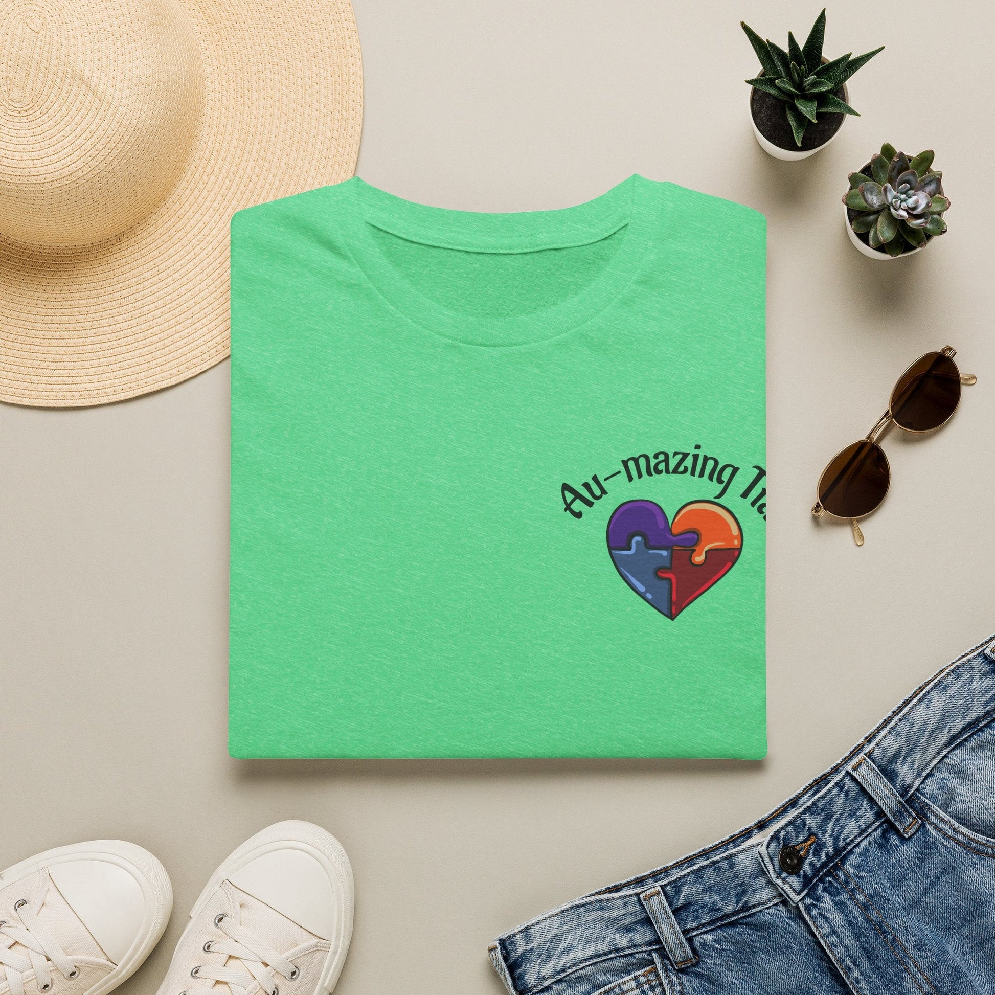Autism Awareness Heart T-Shirt — "Au-mazing" Puzzle Piece Tee - Geo Rocks The 'Tism