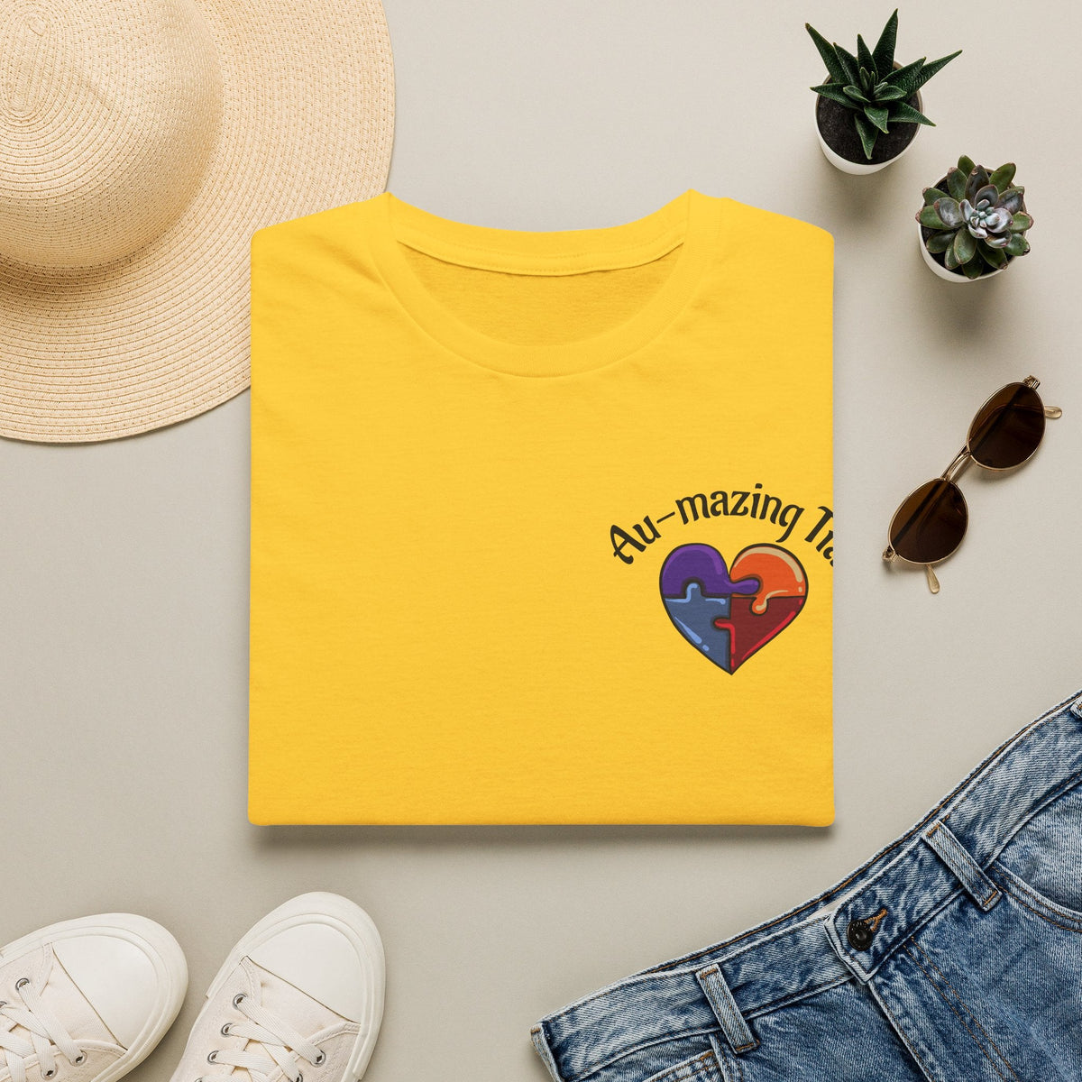 Autism Awareness Heart T-Shirt — "Au-mazing" Puzzle Piece Tee - Geo Rocks The 'Tism
