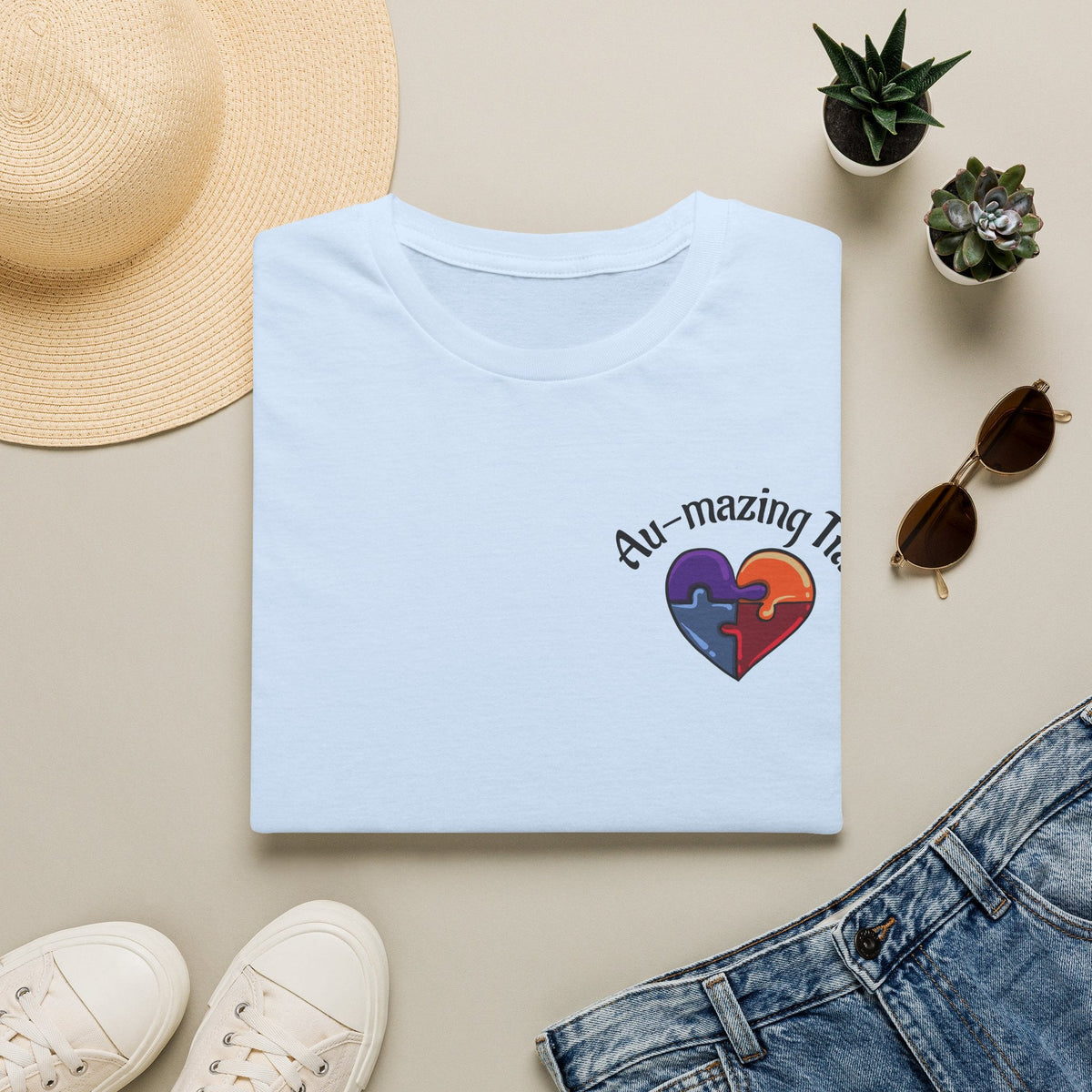 Autism Awareness Heart T-Shirt — "Au-mazing" Puzzle Piece Tee - Geo Rocks The 'Tism