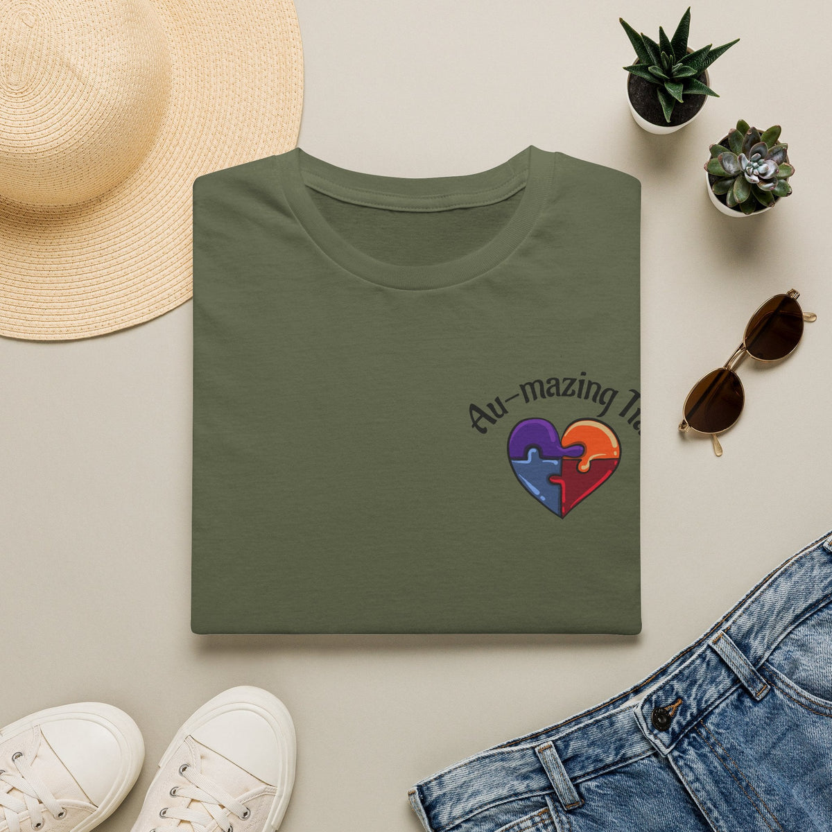 Autism Awareness Heart T-Shirt — "Au-mazing" Puzzle Piece Tee - Geo Rocks The 'Tism