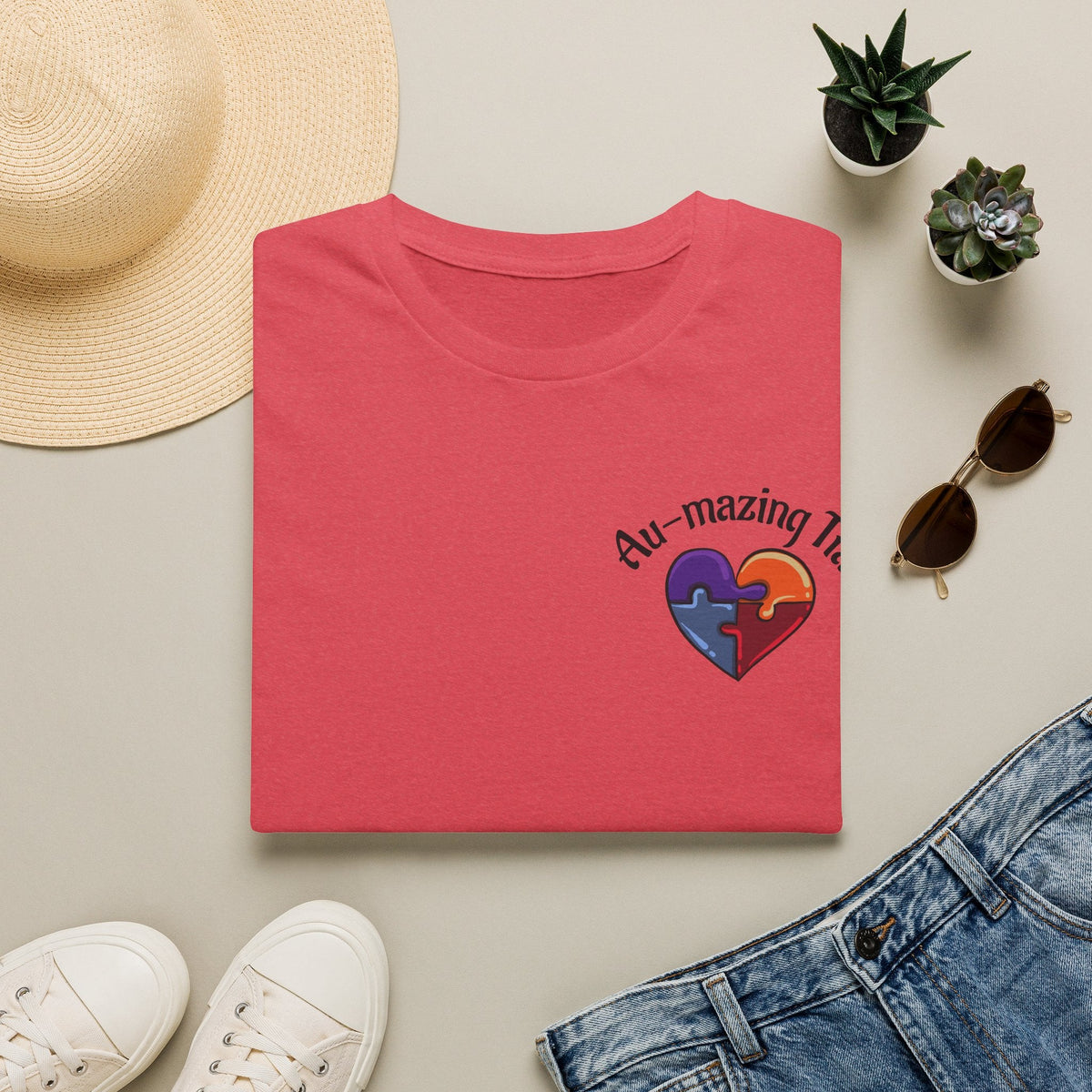 Autism Awareness Heart T-Shirt — "Au-mazing" Puzzle Piece Tee - Geo Rocks The 'Tism