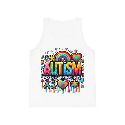 Autism Awareness Kids Tank Top — "Autism: Accept • Understand • Love" Rainbow Puzzle Design - Geo Rocks The 'Tism