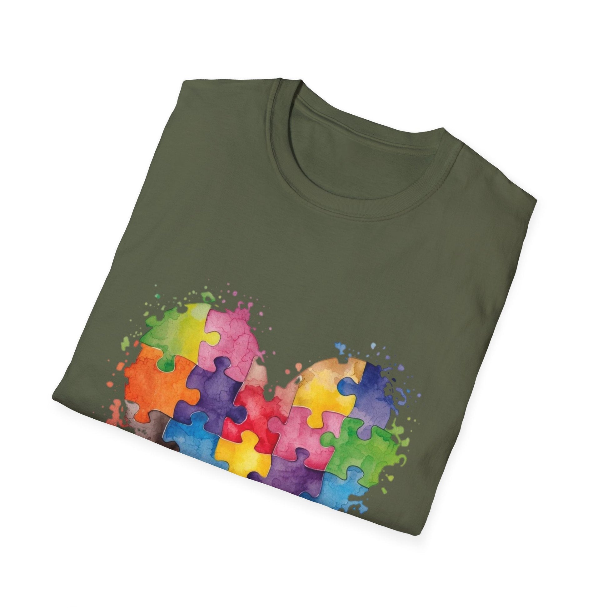 Autism Awareness Puzzle Heart T-Shirt - Watercolor Unisex Tee | Gift for Autism Advocates & Families - Geo Rocks The 'Tism