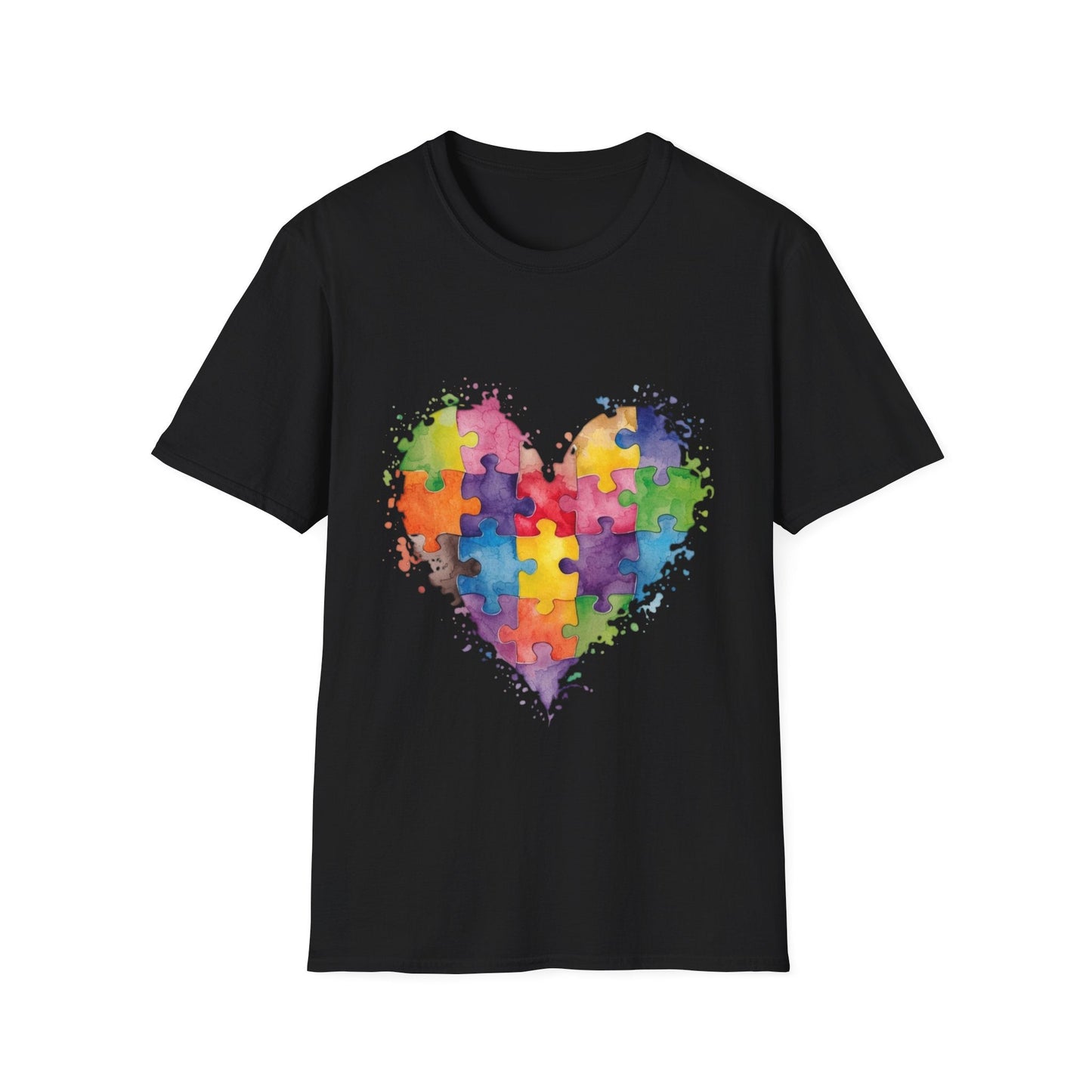 Autism Awareness Puzzle Heart T-Shirt - Watercolor Unisex Tee | Gift for Autism Advocates & Families - Geo Rocks The 'Tism