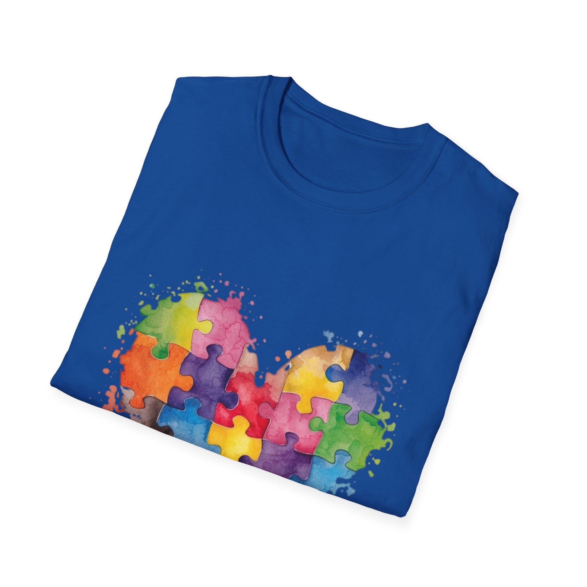 Autism Awareness Puzzle Heart T-Shirt - Watercolor Unisex Tee | Gift for Autism Advocates & Families - Geo Rocks The 'Tism