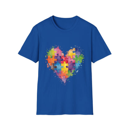 Autism Awareness Puzzle Heart T-Shirt - Watercolor Unisex Tee | Gift for Autism Advocates & Families - Geo Rocks The 'Tism