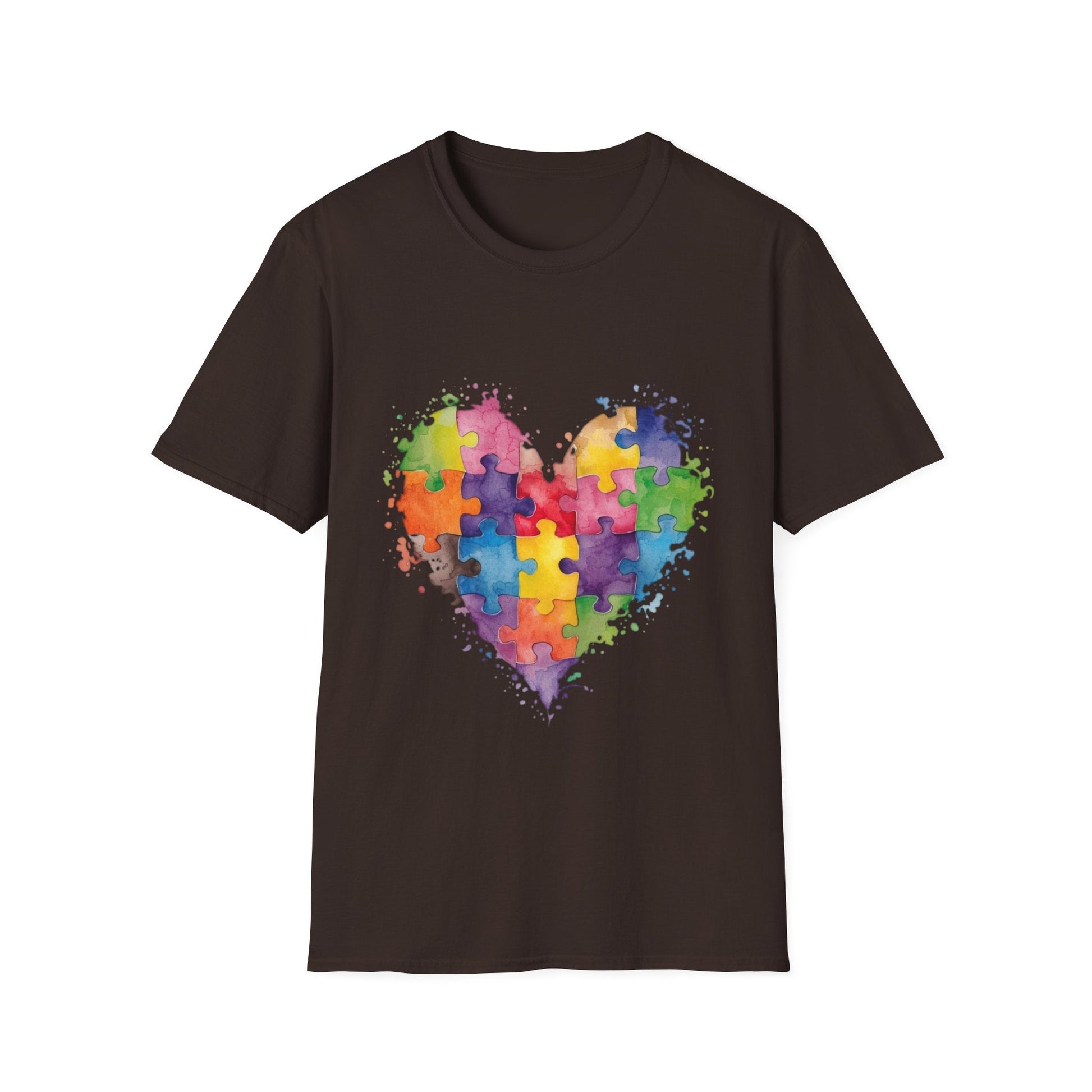 Autism Awareness Puzzle Heart T-Shirt - Watercolor Unisex Tee | Gift for Autism Advocates & Families - Geo Rocks The 'Tism