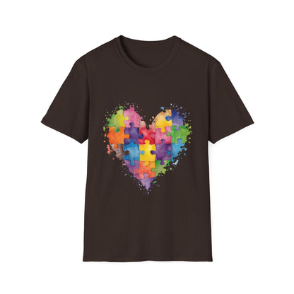 Autism Awareness Puzzle Heart T-Shirt - Watercolor Unisex Tee | Gift for Autism Advocates & Families - Geo Rocks The 'Tism