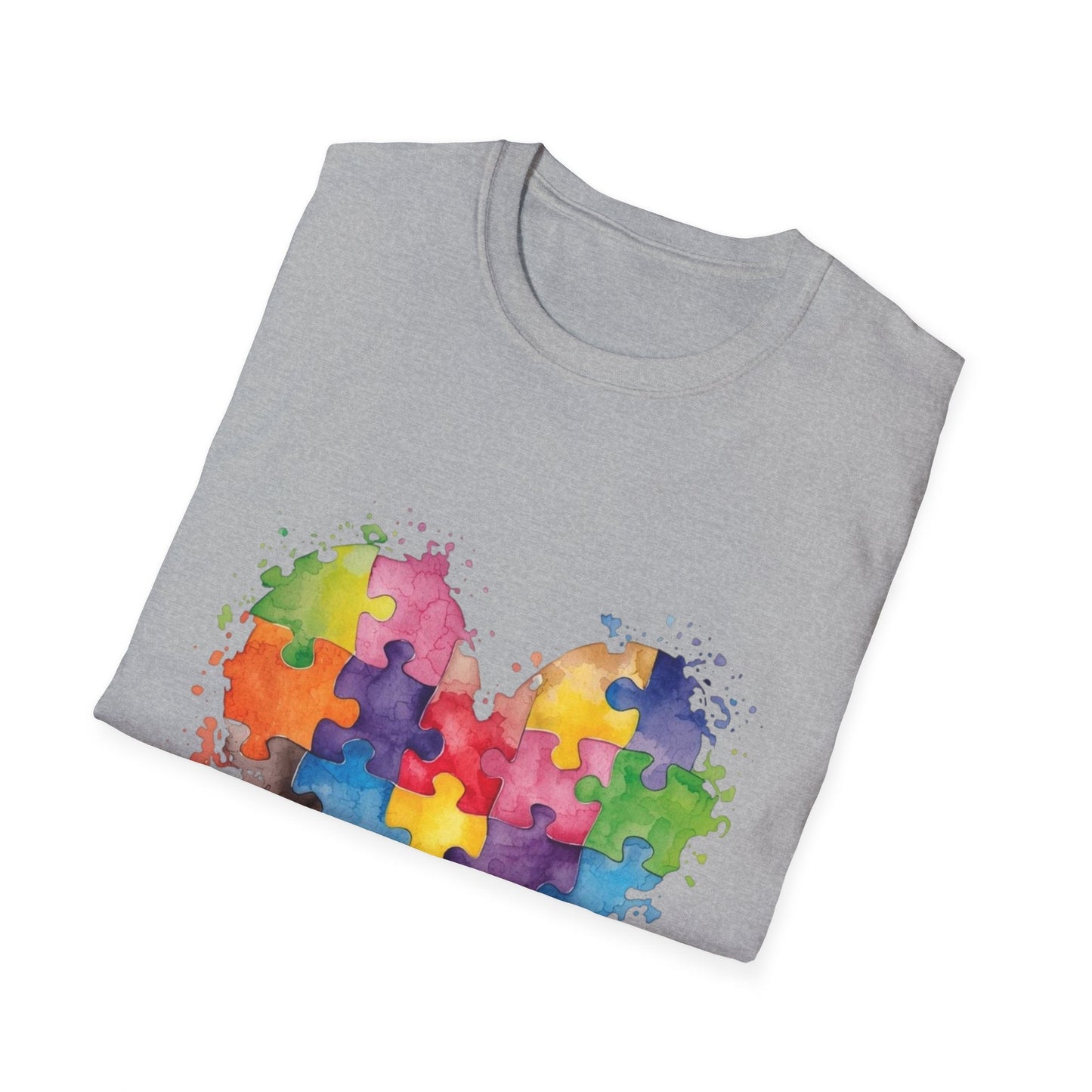 Autism Awareness Puzzle Heart T-Shirt - Watercolor Unisex Tee | Gift for Autism Advocates & Families - Geo Rocks The 'Tism