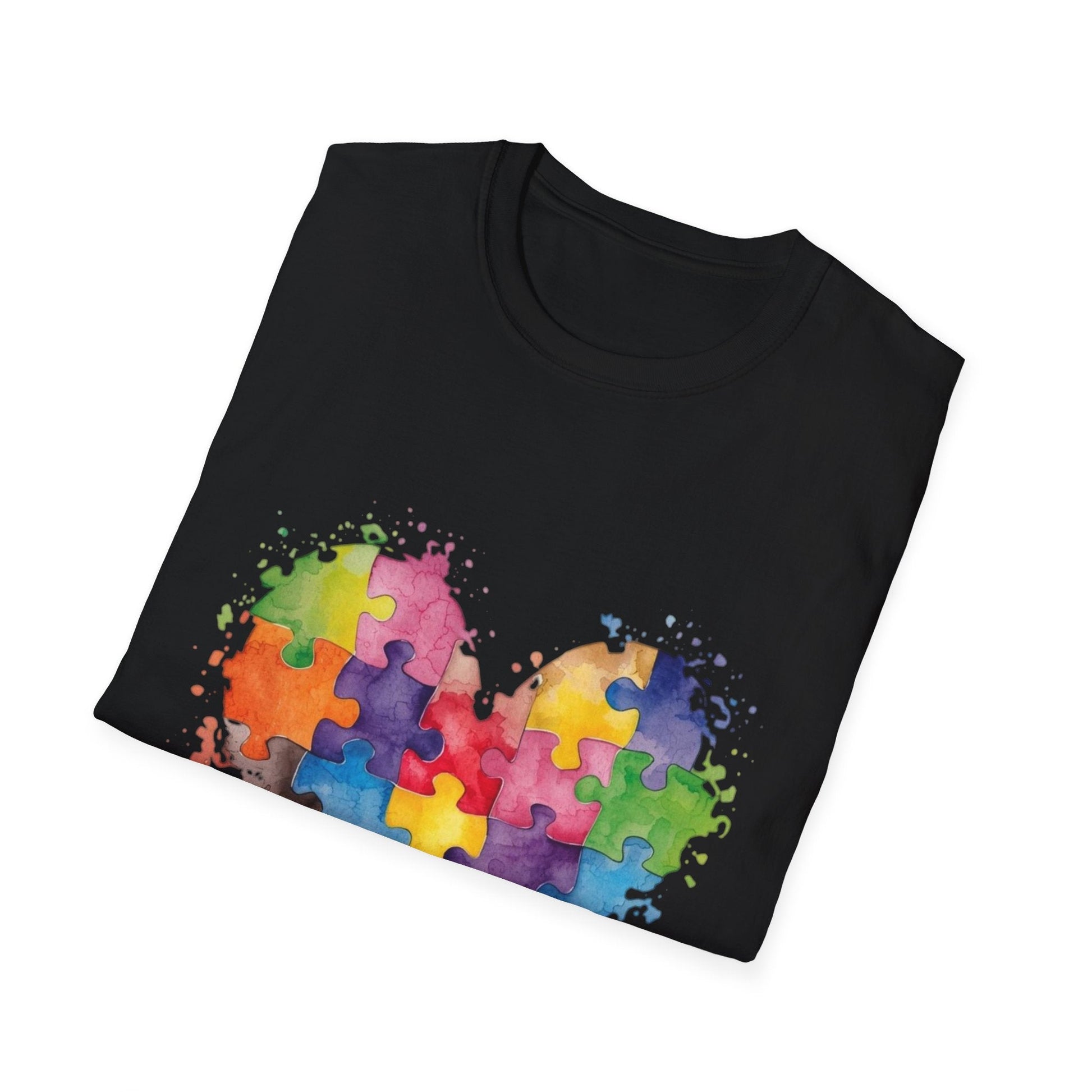 Autism Awareness Puzzle Heart T-Shirt - Watercolor Unisex Tee | Gift for Autism Advocates & Families - Geo Rocks The 'Tism