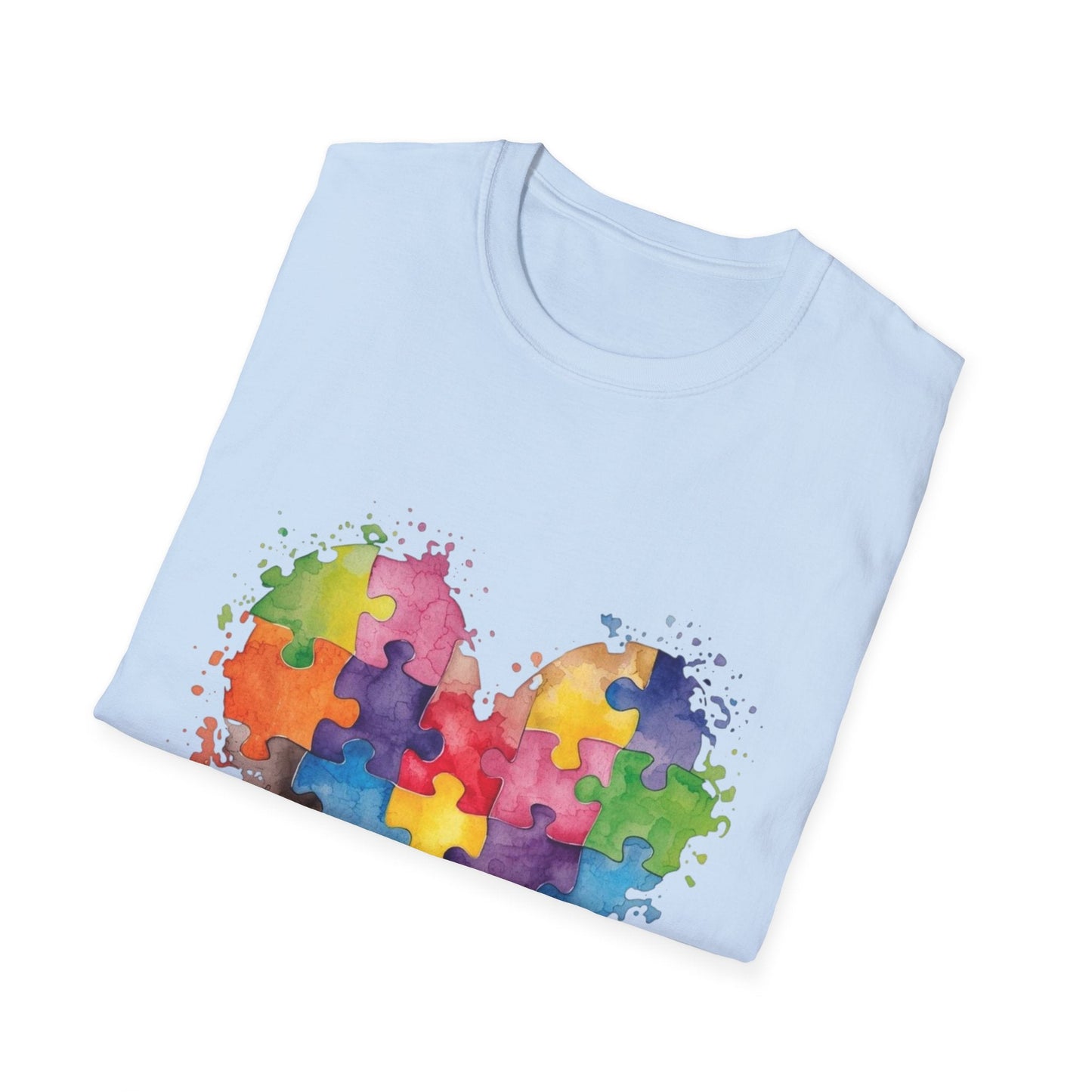 Autism Awareness Puzzle Heart T-Shirt - Watercolor Unisex Tee | Gift for Autism Advocates & Families - Geo Rocks The 'Tism