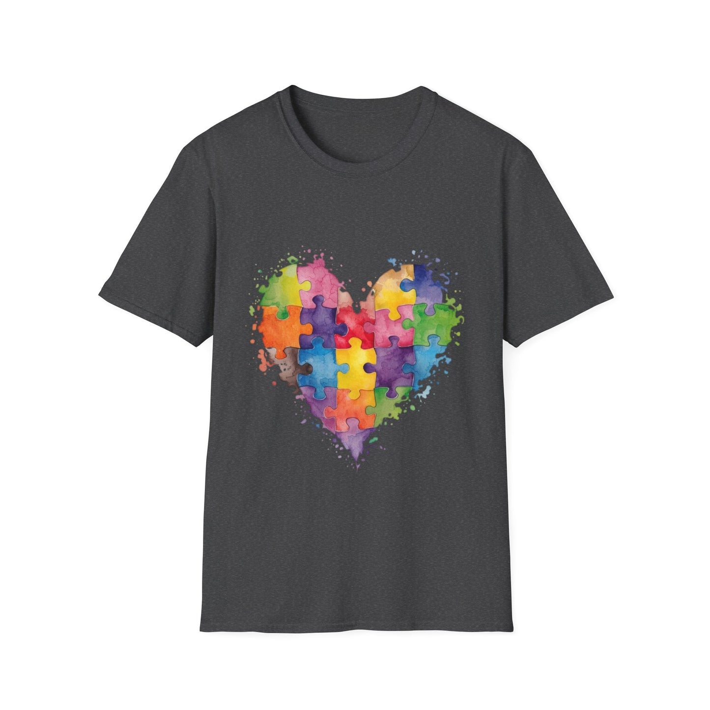 Autism Awareness Puzzle Heart T-Shirt - Watercolor Unisex Tee | Gift for Autism Advocates & Families - Geo Rocks The 'Tism