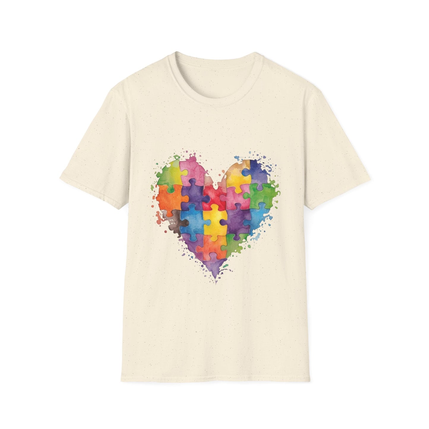 Autism Awareness Puzzle Heart T-Shirt - Watercolor Unisex Tee | Gift for Autism Advocates & Families - Geo Rocks The 'Tism