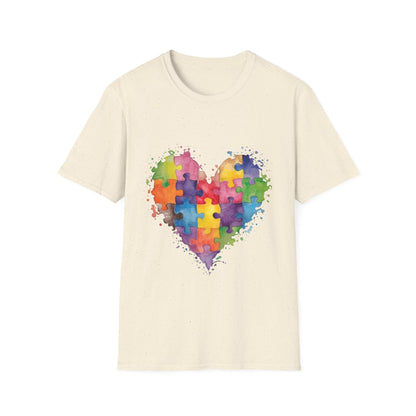 Autism Awareness Puzzle Heart T-Shirt - Watercolor Unisex Tee | Gift for Autism Advocates & Families - Geo Rocks The 'Tism