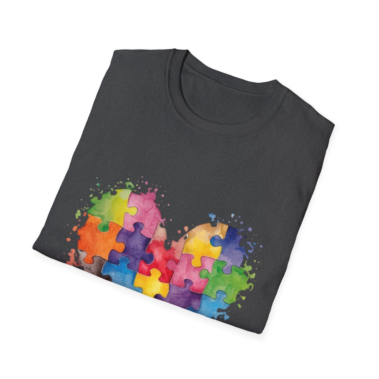 Autism Awareness Puzzle Heart T-Shirt - Watercolor Unisex Tee | Gift for Autism Advocates & Families - Geo Rocks The 'Tism