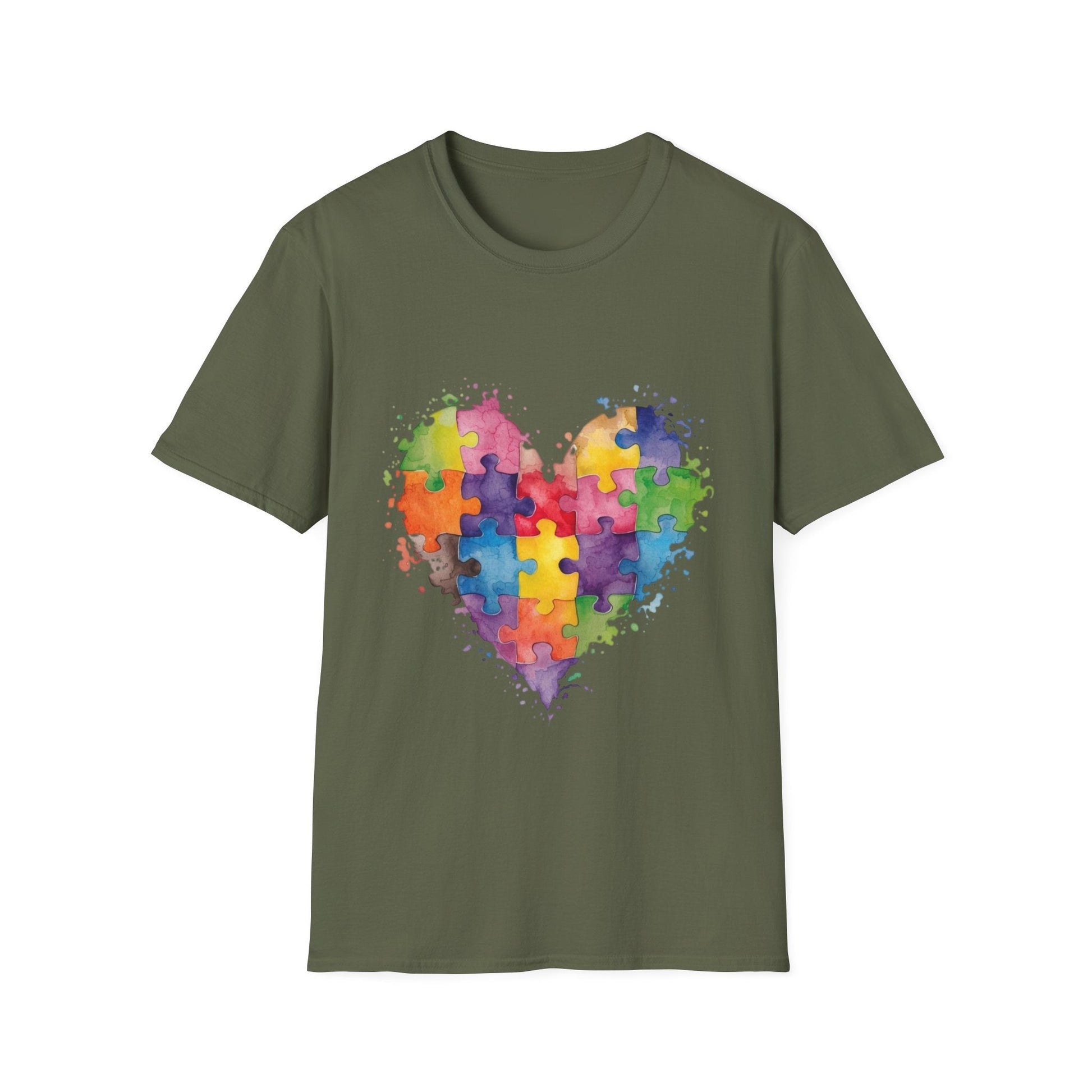 Autism Awareness Puzzle Heart T-Shirt - Watercolor Unisex Tee | Gift for Autism Advocates & Families - Geo Rocks The 'Tism