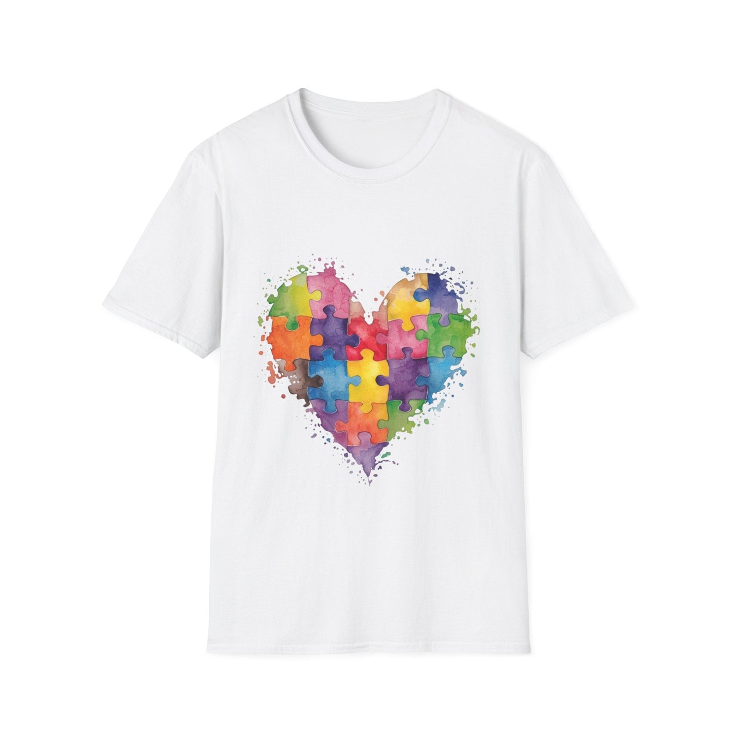 Autism Awareness Puzzle Heart T-Shirt - Watercolor Unisex Tee | Gift for Autism Advocates & Families - Geo Rocks The 'Tism