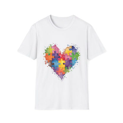 Autism Awareness Puzzle Heart T-Shirt - Watercolor Unisex Tee | Gift for Autism Advocates & Families - Geo Rocks The 'Tism