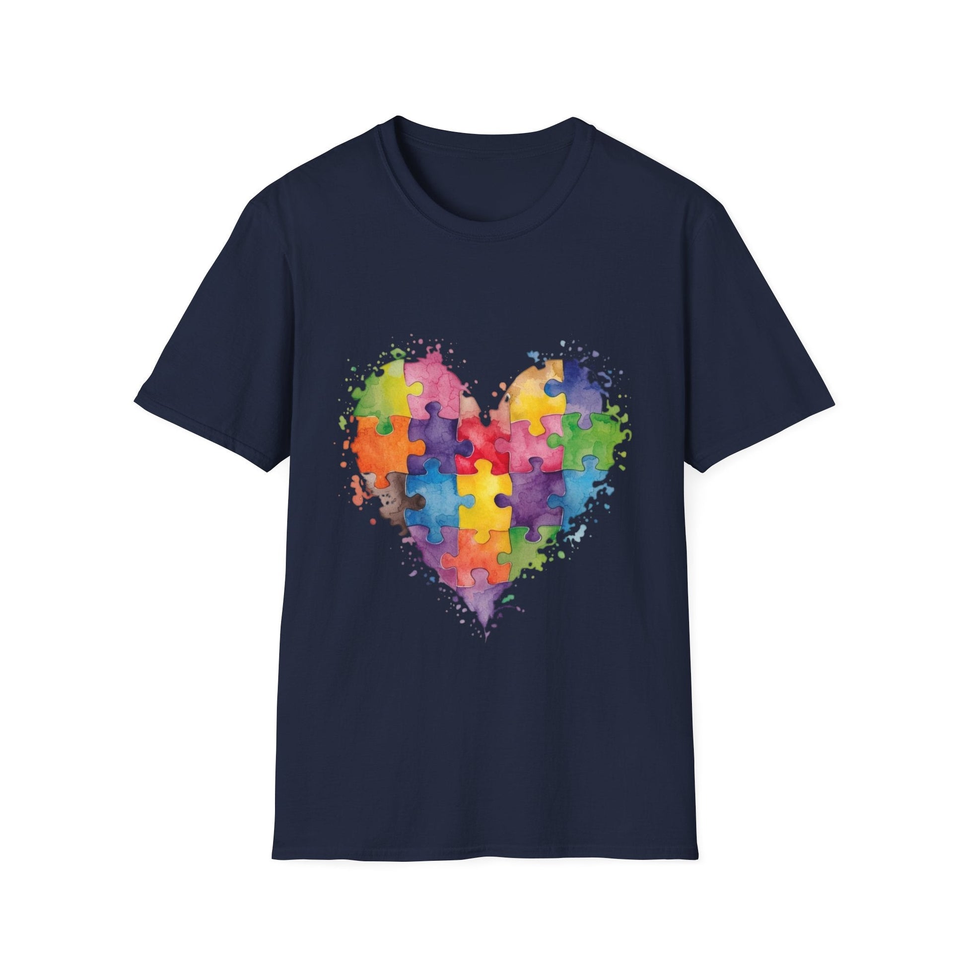 Autism Awareness Puzzle Heart T-Shirt - Watercolor Unisex Tee | Gift for Autism Advocates & Families - Geo Rocks The 'Tism