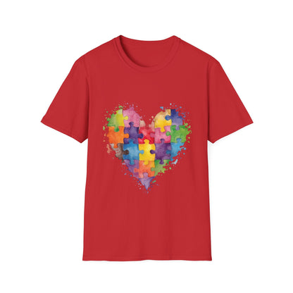 Autism Awareness Puzzle Heart T-Shirt - Watercolor Unisex Tee | Gift for Autism Advocates & Families - Geo Rocks The 'Tism