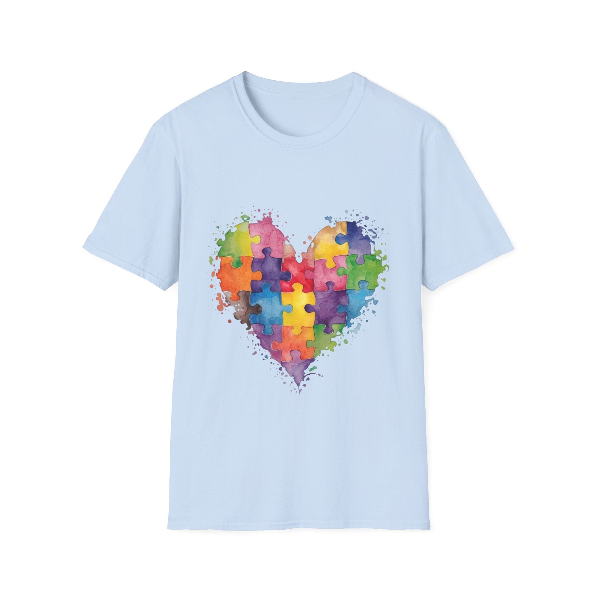 Autism Awareness Puzzle Heart T-Shirt - Watercolor Unisex Tee | Gift for Autism Advocates & Families - Geo Rocks The 'Tism