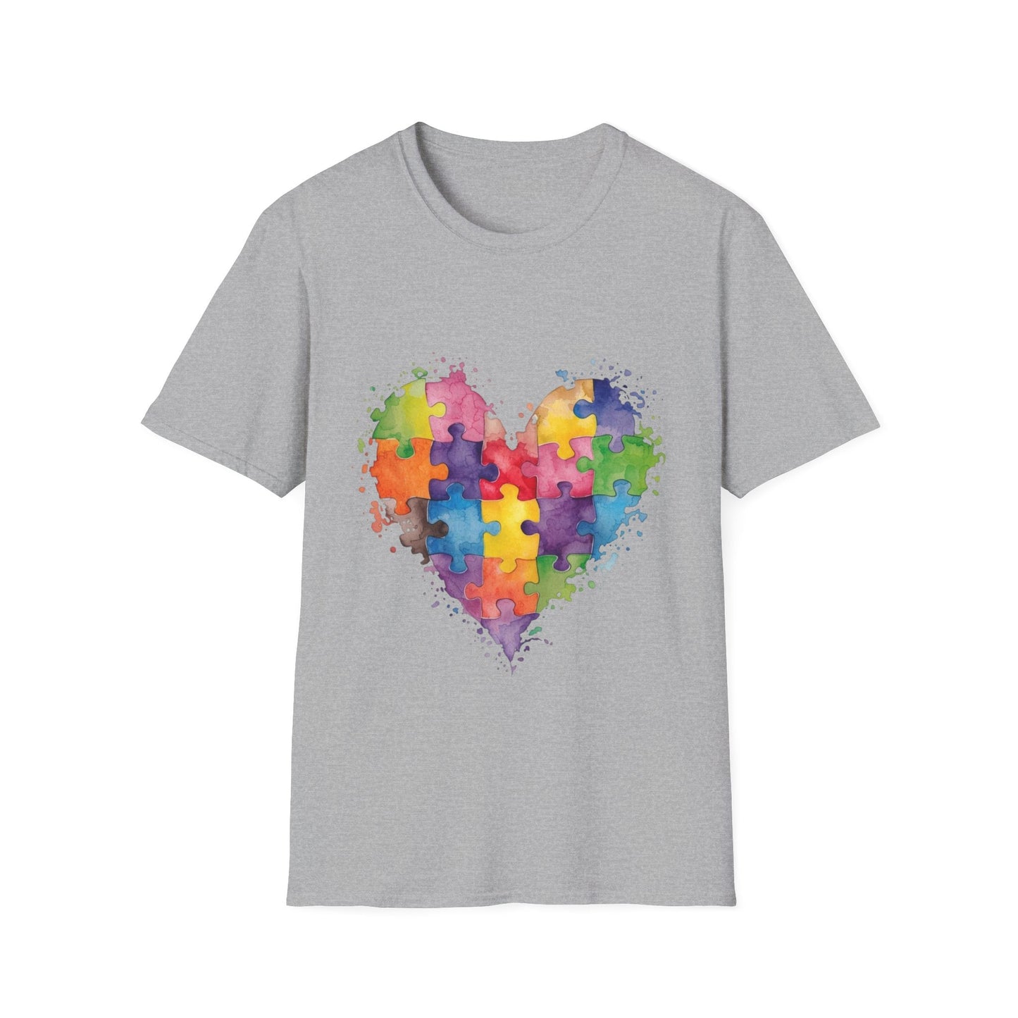 Autism Awareness Puzzle Heart T-Shirt - Watercolor Unisex Tee | Gift for Autism Advocates & Families - Geo Rocks The 'Tism