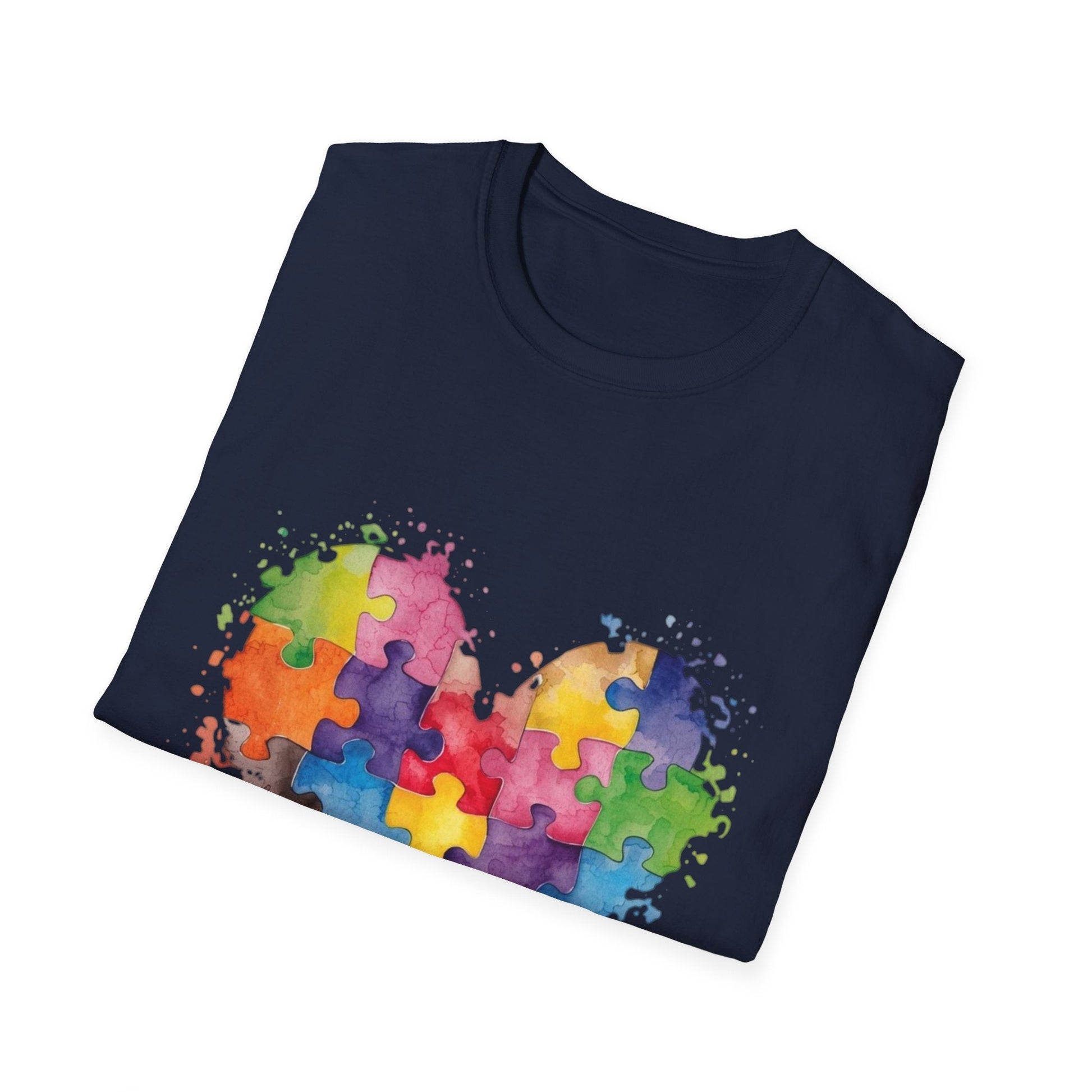Autism Awareness Puzzle Heart T-Shirt - Watercolor Unisex Tee | Gift for Autism Advocates & Families - Geo Rocks The 'Tism
