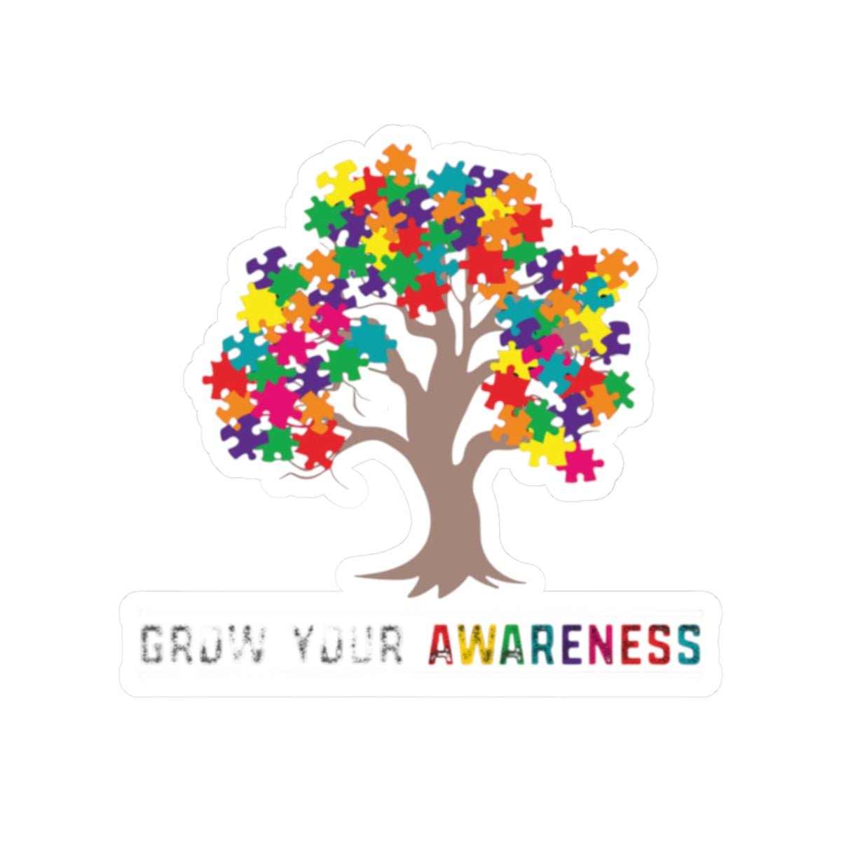 Autism Awareness Puzzle Tree Kiss - Cut Sticker – "Grow Your Awareness" - Geo Rocks The 'Tism