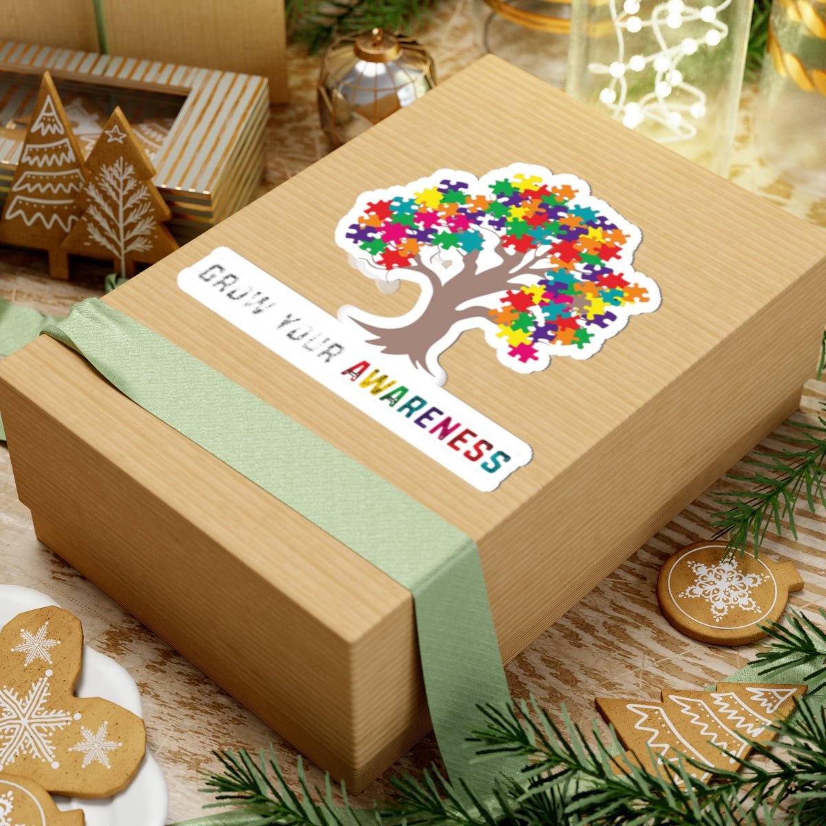 Autism Awareness Puzzle Tree Kiss - Cut Sticker – "Grow Your Awareness" - Geo Rocks The 'Tism