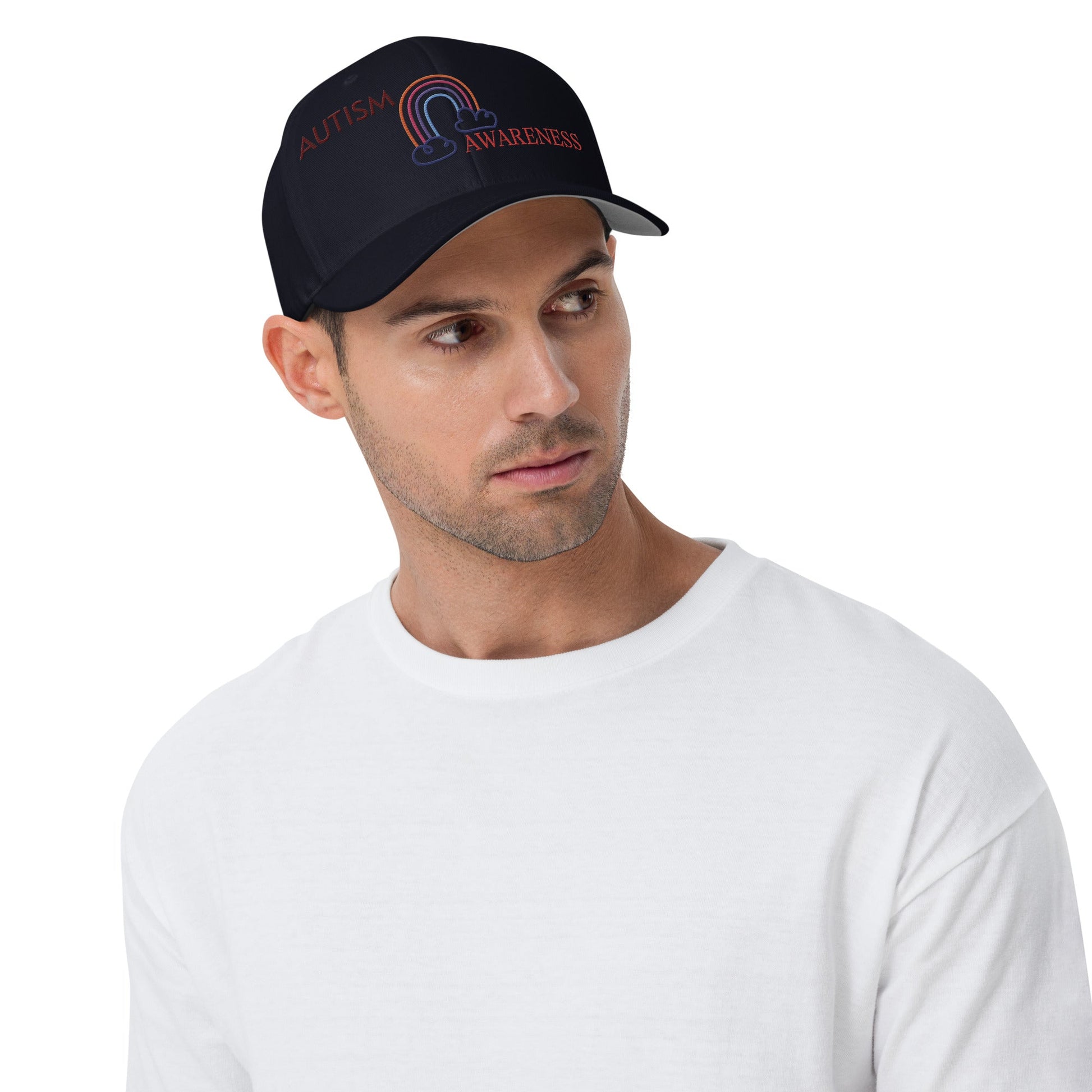 Autism awareness rainbow unisex cap in dark navy - Geo Rocks The Tism