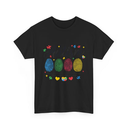 Autism Awareness Tee - Colorful Fingerprint Hearts Design - Geo Rocks The 'Tism