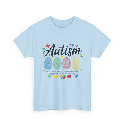 Autism Awareness Tee - Colorful Fingerprint Hearts Design - Geo Rocks The 'Tism
