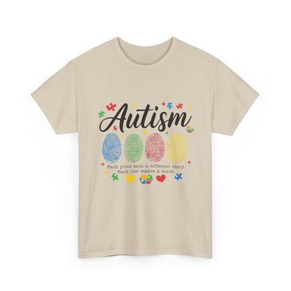 Autism Awareness Tee - Colorful Fingerprint Hearts Design - Geo Rocks The 'Tism