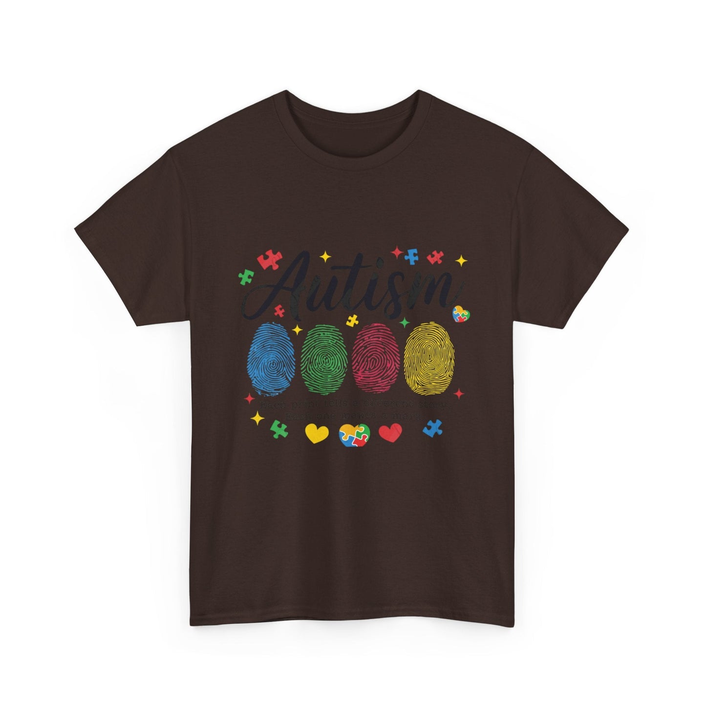 Autism Awareness Tee - Colorful Fingerprint Hearts Design - Geo Rocks The 'Tism