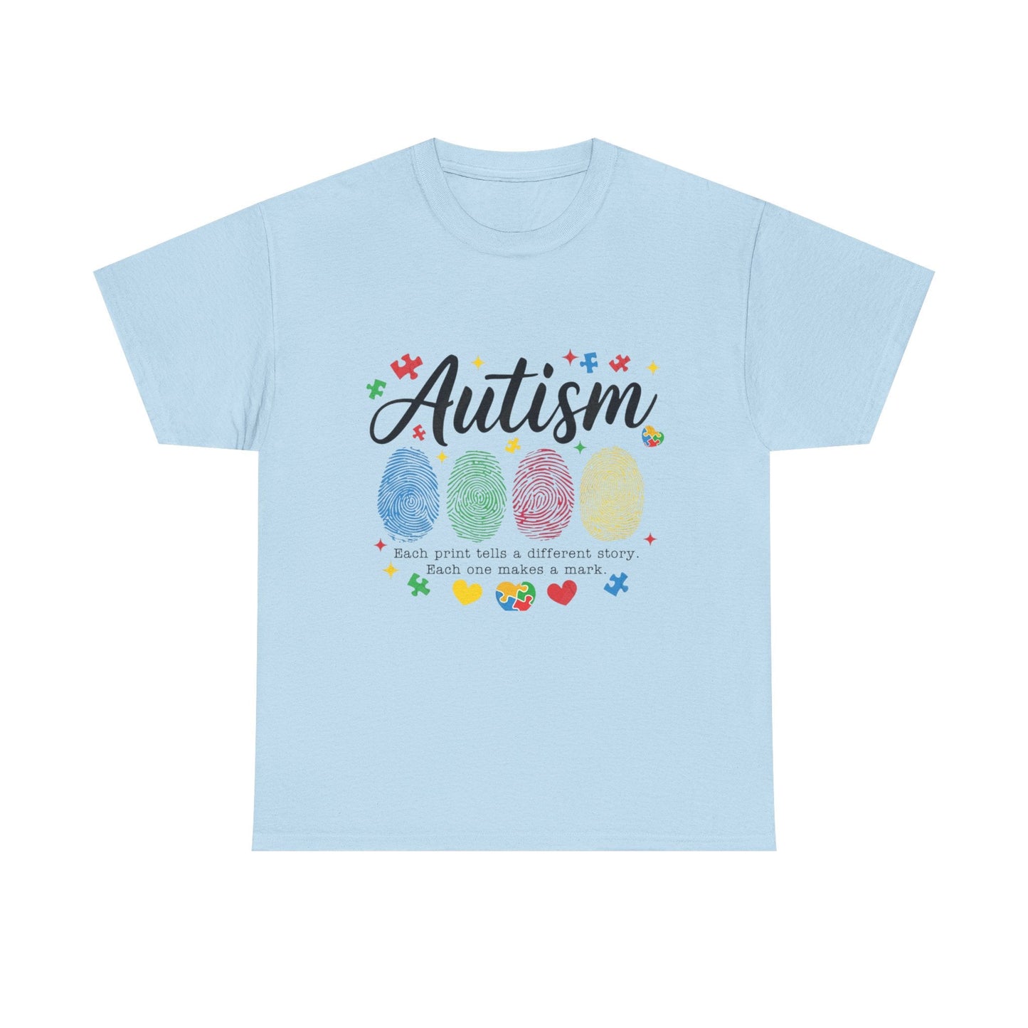 Autism Awareness Tee - Colorful Fingerprint Hearts Design - Geo Rocks The 'Tism