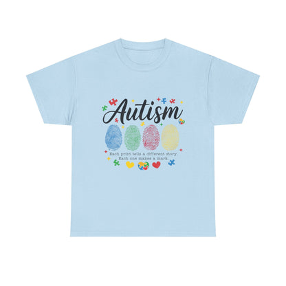 Autism Awareness Tee - Colorful Fingerprint Hearts Design - Geo Rocks The 'Tism