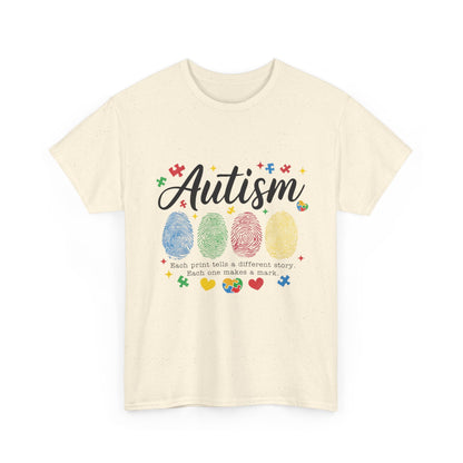 Autism Awareness Tee - Colorful Fingerprint Hearts Design - Geo Rocks The 'Tism