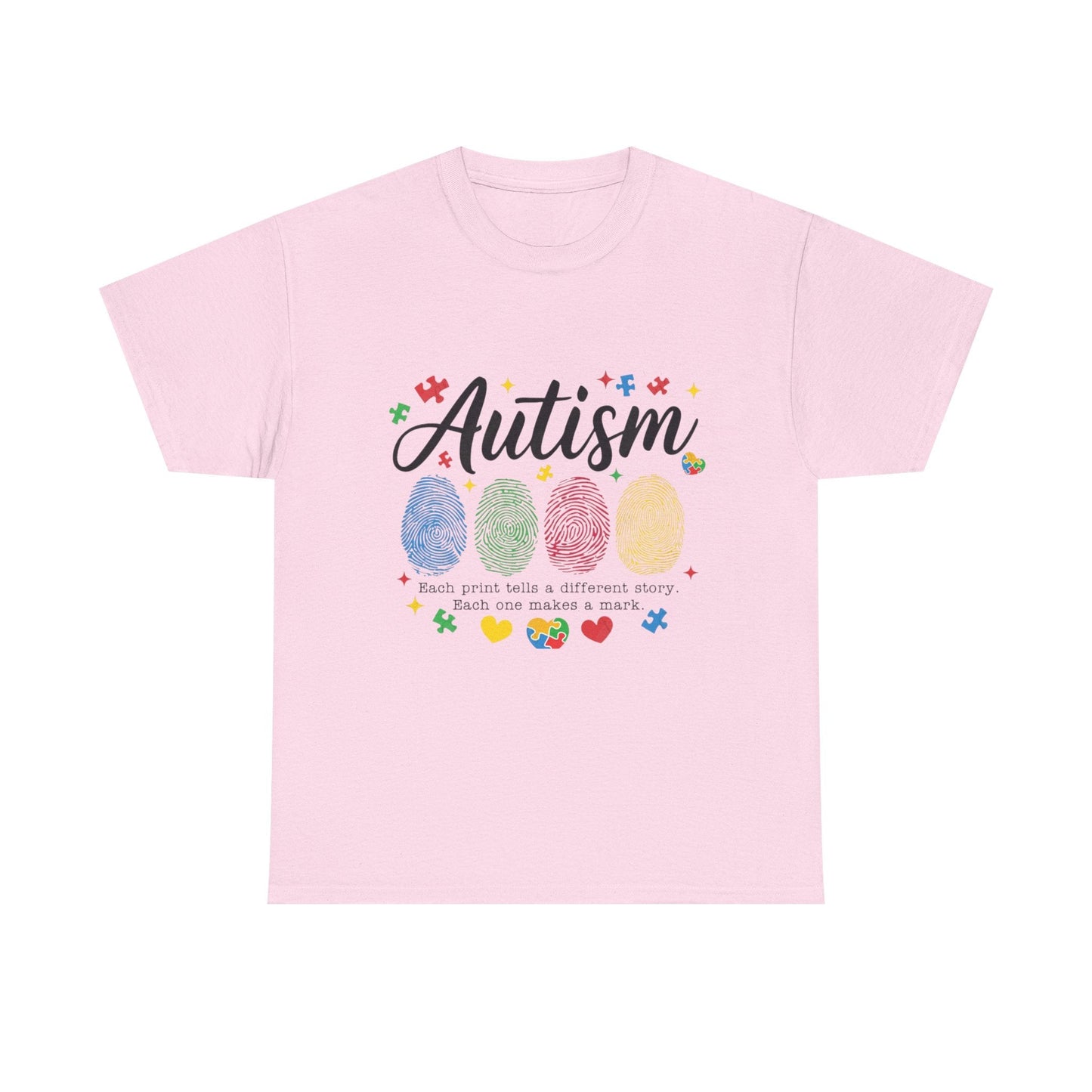 Autism Awareness Tee - Colorful Fingerprint Hearts Design - Geo Rocks The 'Tism