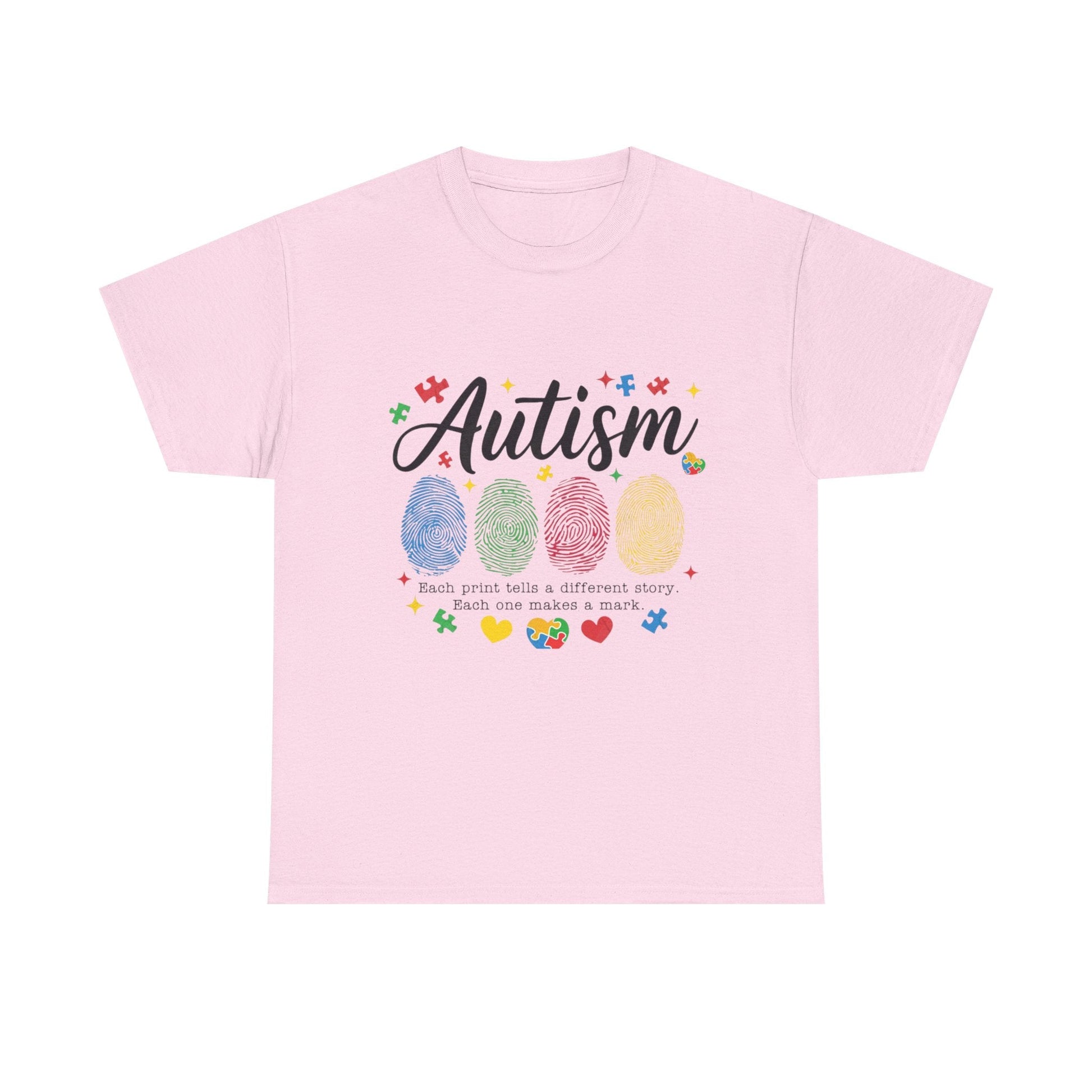 Autism Awareness Tee - Colorful Fingerprint Hearts Design - Geo Rocks The 'Tism
