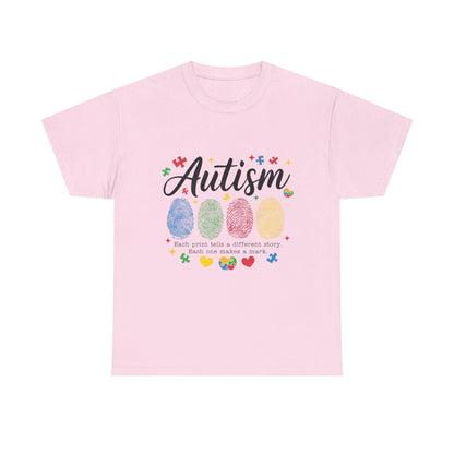 Autism Awareness Tee - Colorful Fingerprint Hearts Design - Geo Rocks The 'Tism