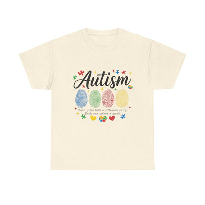 Autism Awareness Tee - Colorful Fingerprint Hearts Design - Geo Rocks The 'Tism