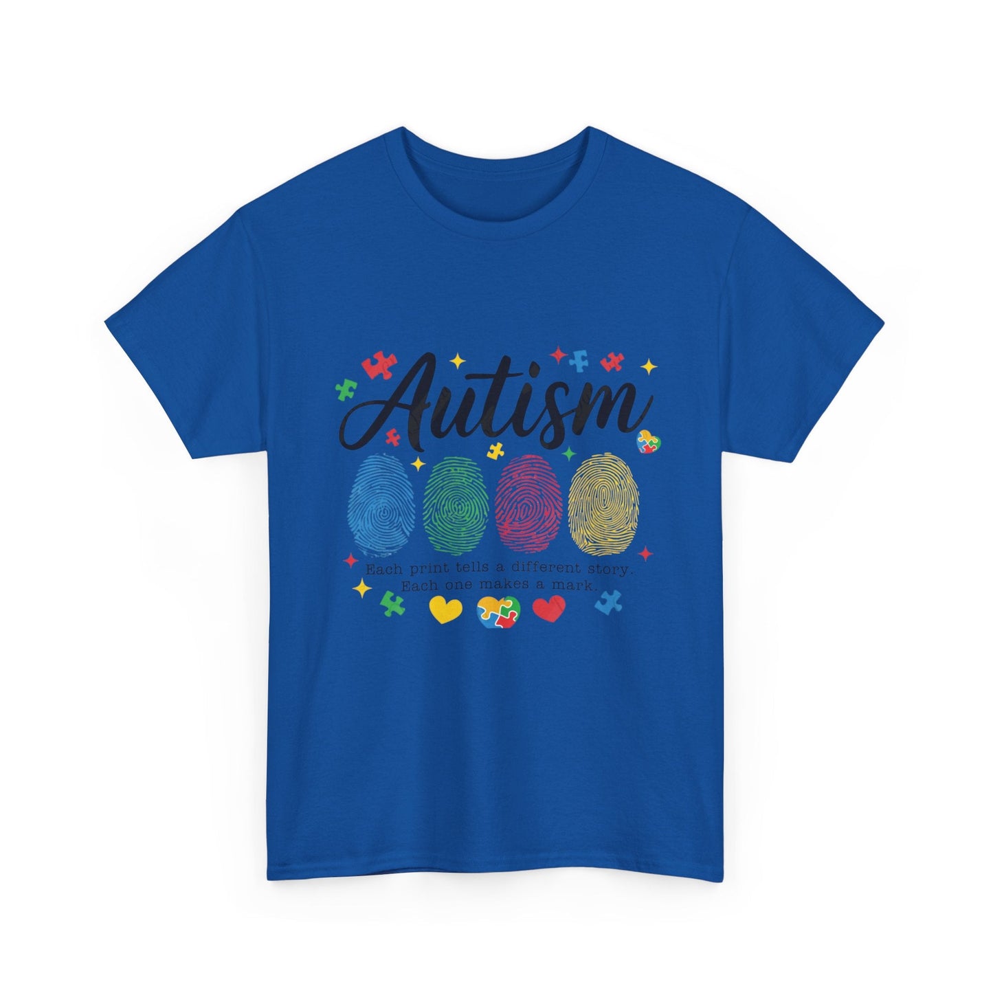 Autism Awareness Tee - Colorful Fingerprint Hearts Design - Geo Rocks The 'Tism