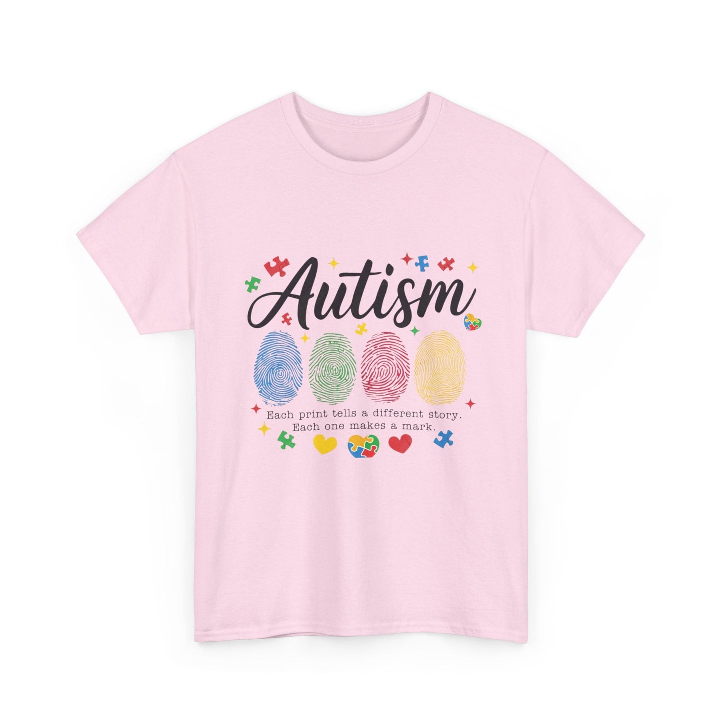 Autism Awareness Tee - Colorful Fingerprint Hearts Design - Geo Rocks The 'Tism
