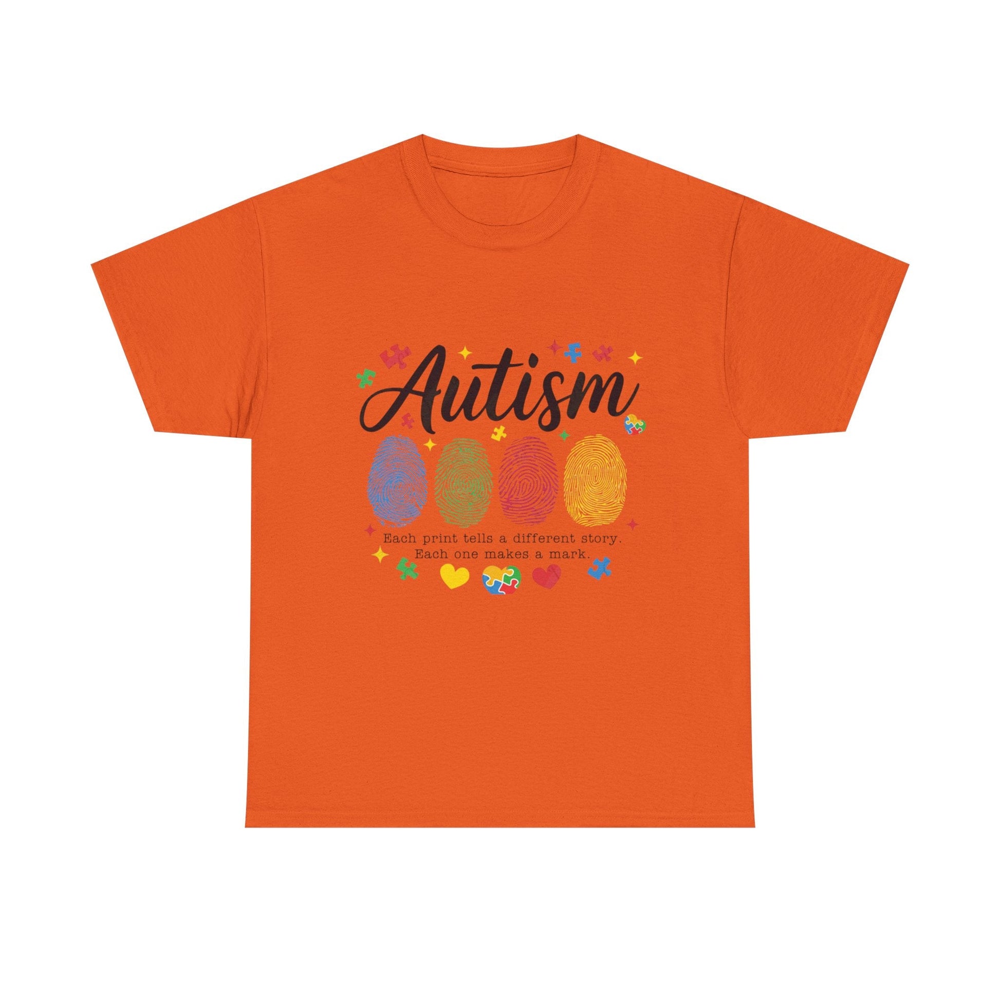 Autism Awareness Tee - Colorful Fingerprint Hearts Design - Geo Rocks The 'Tism