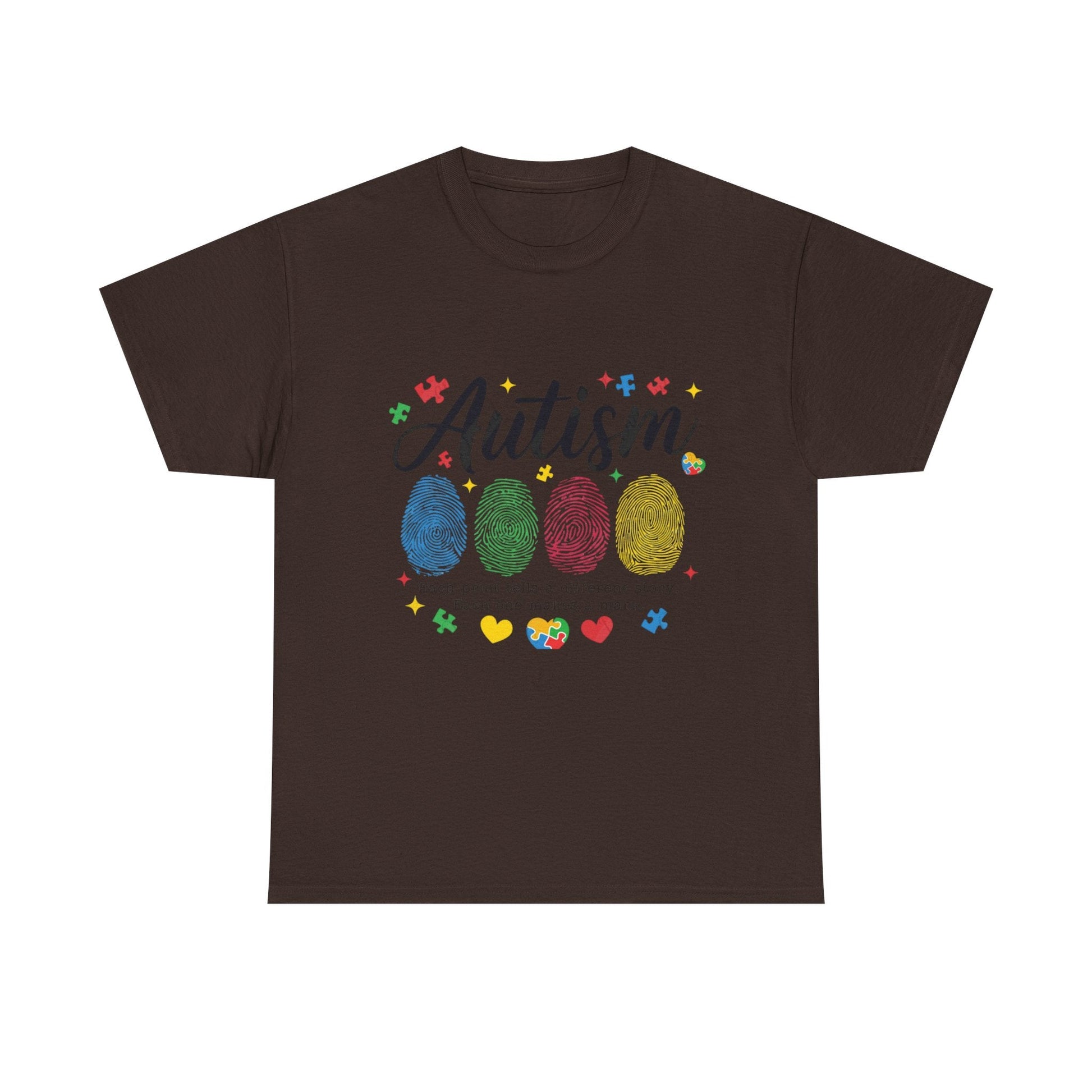 Autism Awareness Tee - Colorful Fingerprint Hearts Design - Geo Rocks The 'Tism