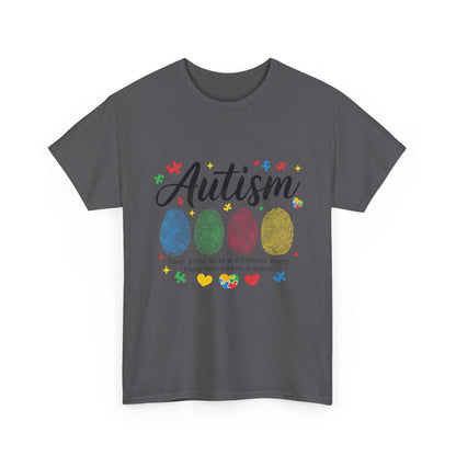 Autism Awareness Tee - Colorful Fingerprint Hearts Design - Geo Rocks The 'Tism