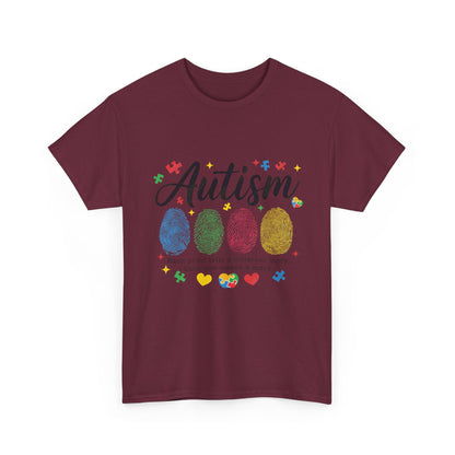 Autism Awareness Tee - Colorful Fingerprint Hearts Design - Geo Rocks The 'Tism