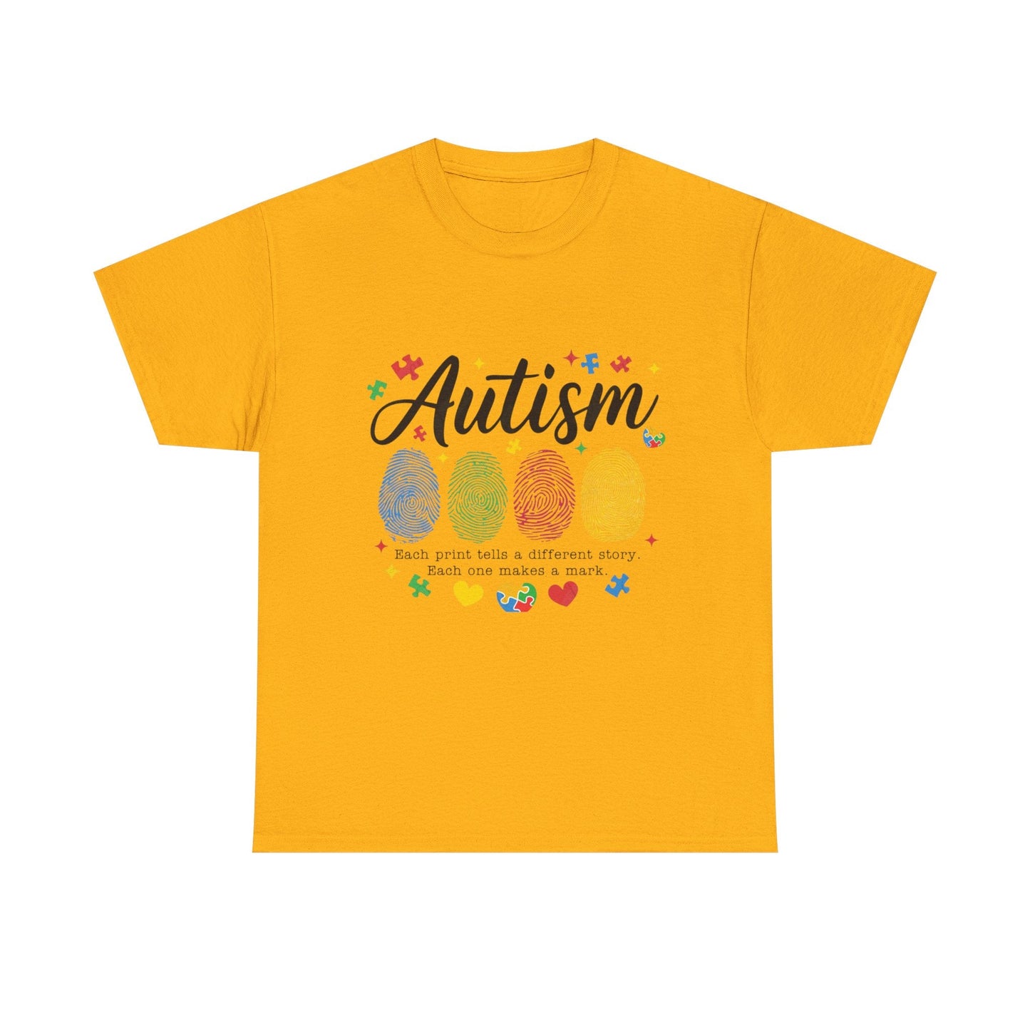 Autism Awareness Tee - Colorful Fingerprint Hearts Design - Geo Rocks The 'Tism