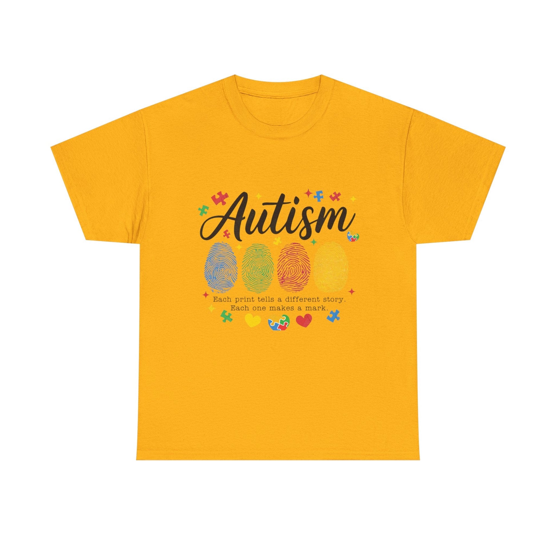 Autism Awareness Tee - Colorful Fingerprint Hearts Design - Geo Rocks The 'Tism
