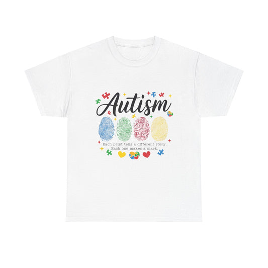 Autism Awareness Tee - Colorful Fingerprint Hearts Design - Geo Rocks The 'Tism